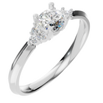 Load image into Gallery viewer, 0.30 CT Central Plus 3 Round Stones Ring (1.5mm) WHITE