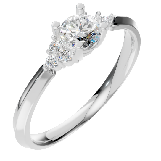 0.30 CT Central Plus 3 Round Stones Ring (1.5mm) WHITE