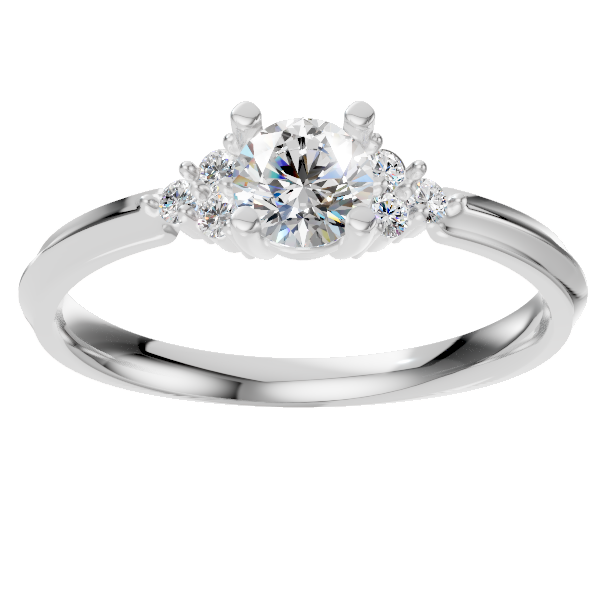 0.30 CT Central Plus 3 Round Stones Ring (1.5mm) WHITE