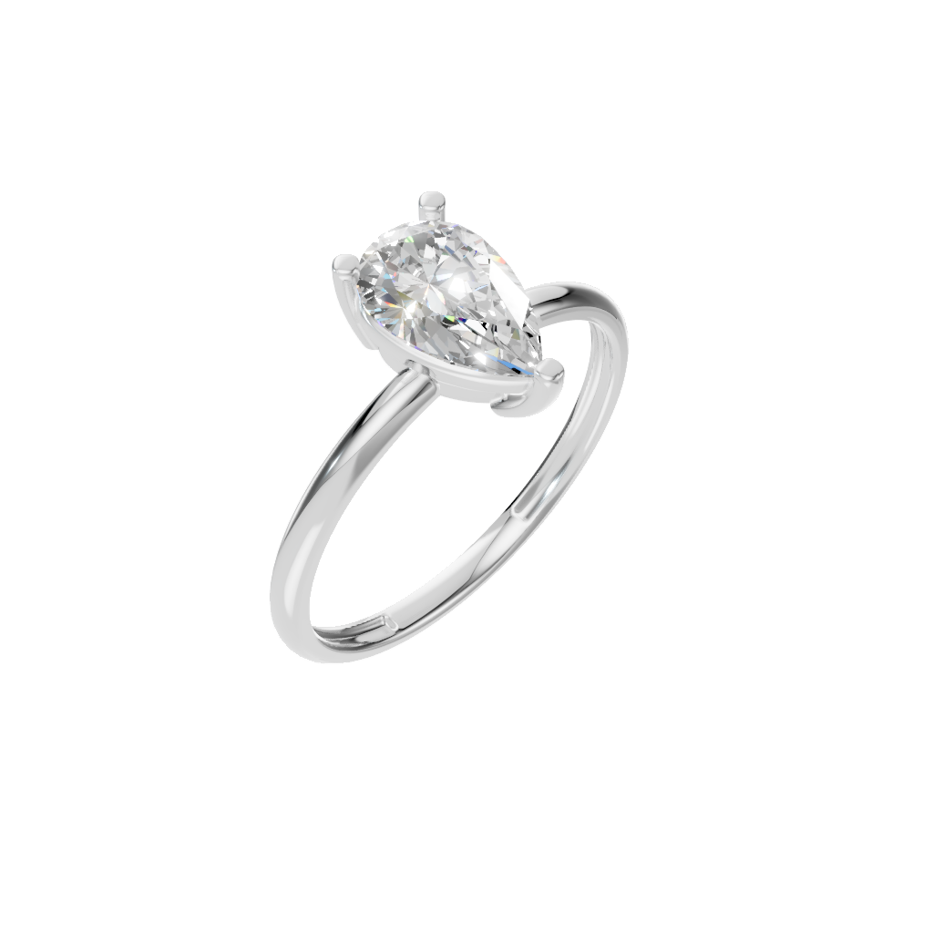 1 CT Pear Shape Lab Grown 1.4g 18k gold-WHITE