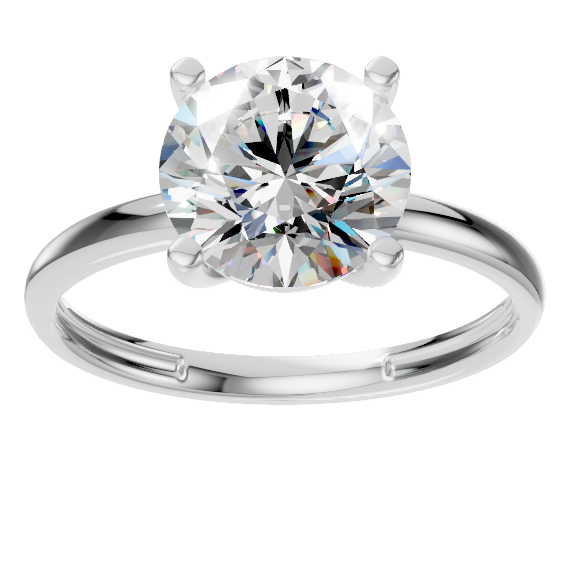 2 CT Solitaire Round Lab Grown + Groove Method 1.8g 18k gold-WHITE
