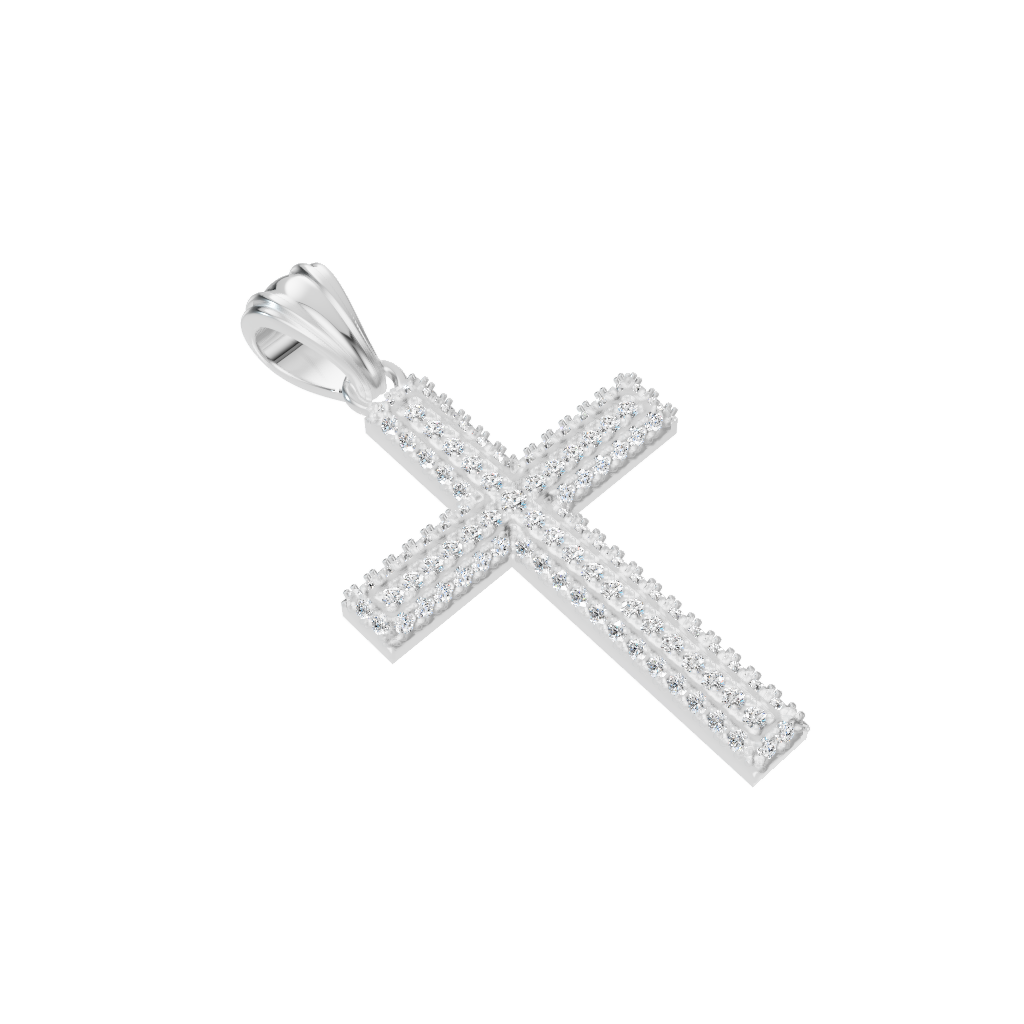 Diamond Cross Men 1.3mm stones-WHITE