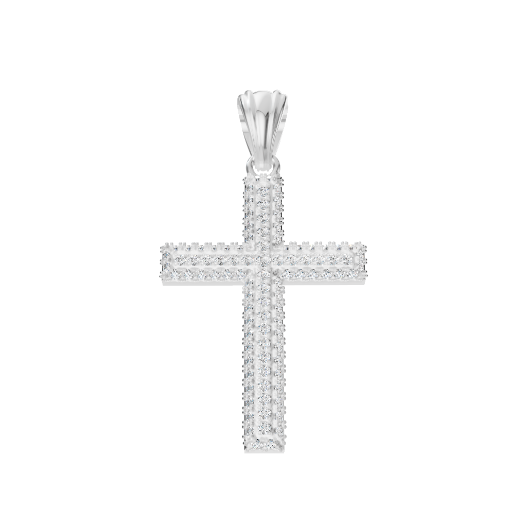 Diamond Cross Men 1.3mm stones-WHITE