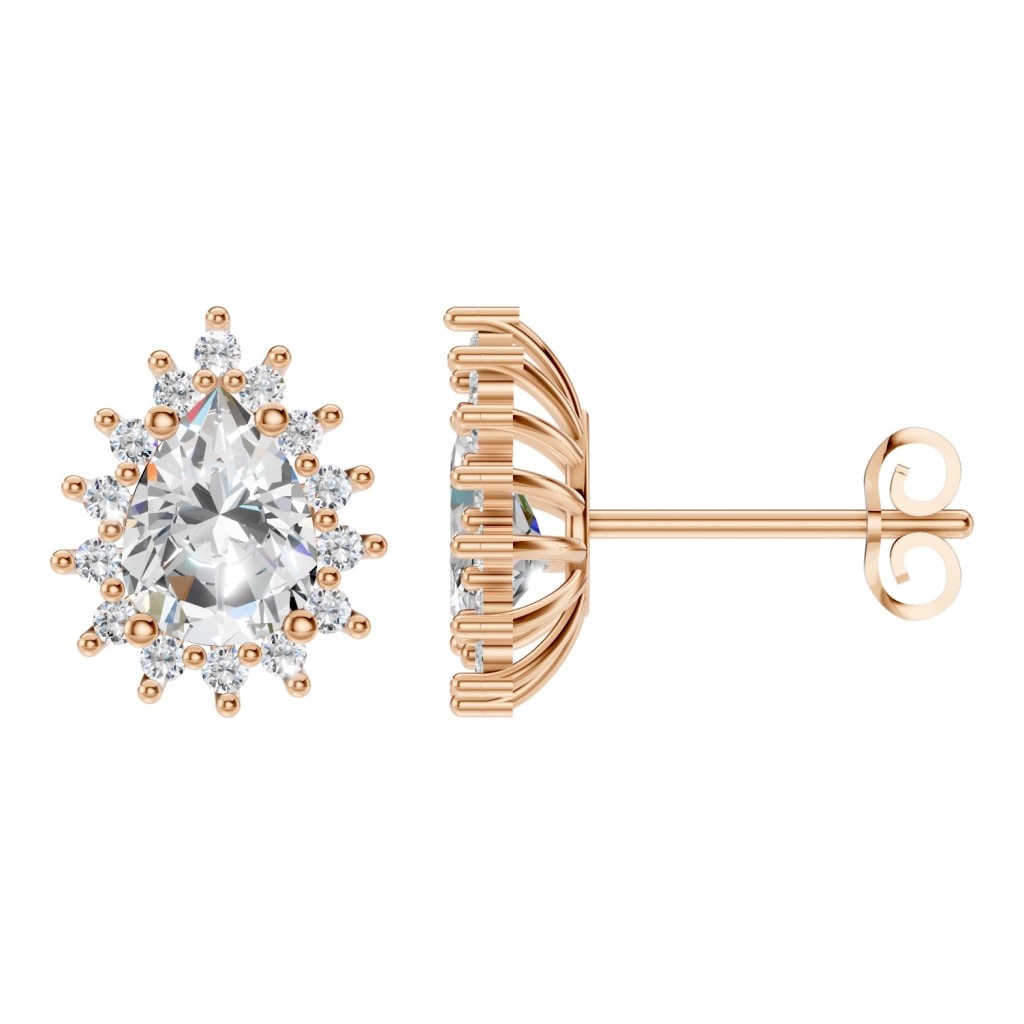 Pear Halo Studs
