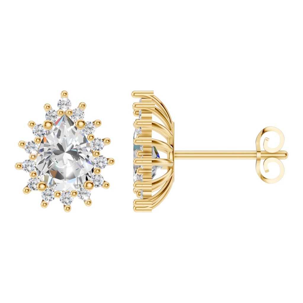 Pear Halo Studs