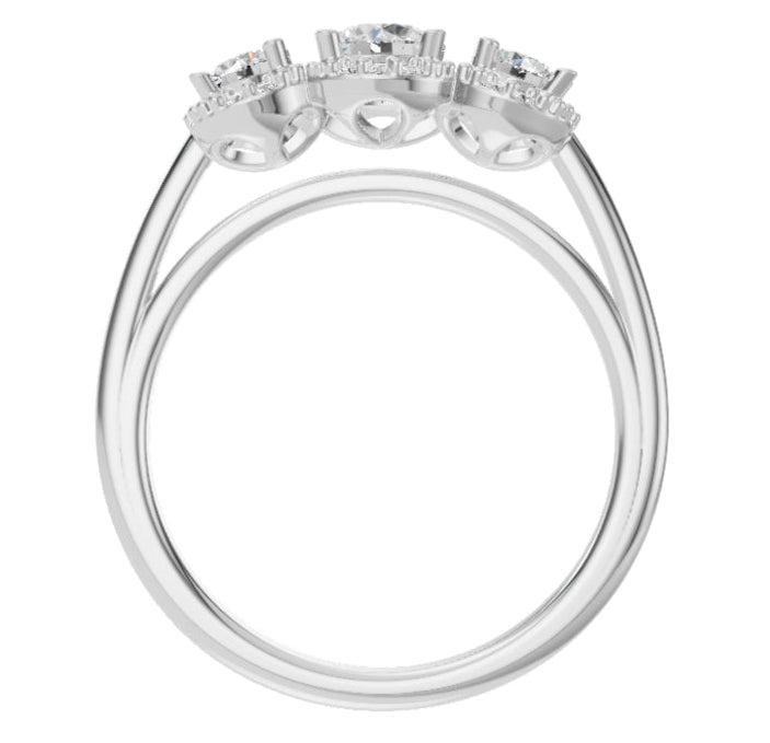 Flower 3 Central Stones Ring