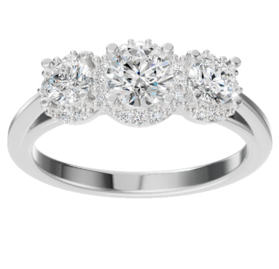 Flower 3 Central Stones Ring