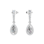 Load image into Gallery viewer, Cascade Pear Halo Earrings