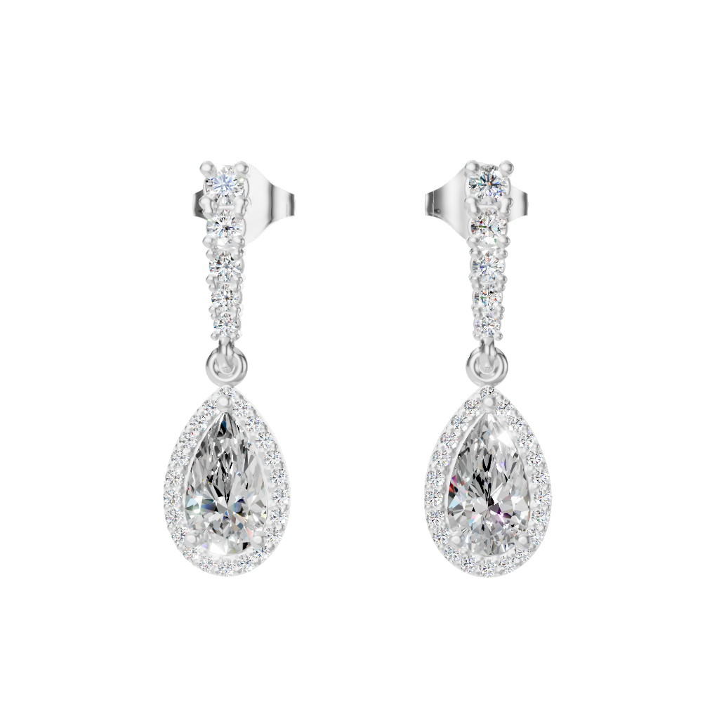Cascade Pear Halo Earrings