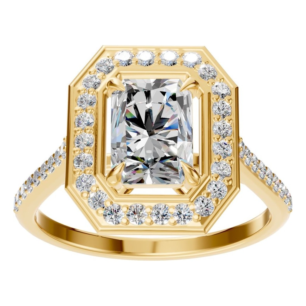 Emerald Double Halo Ring