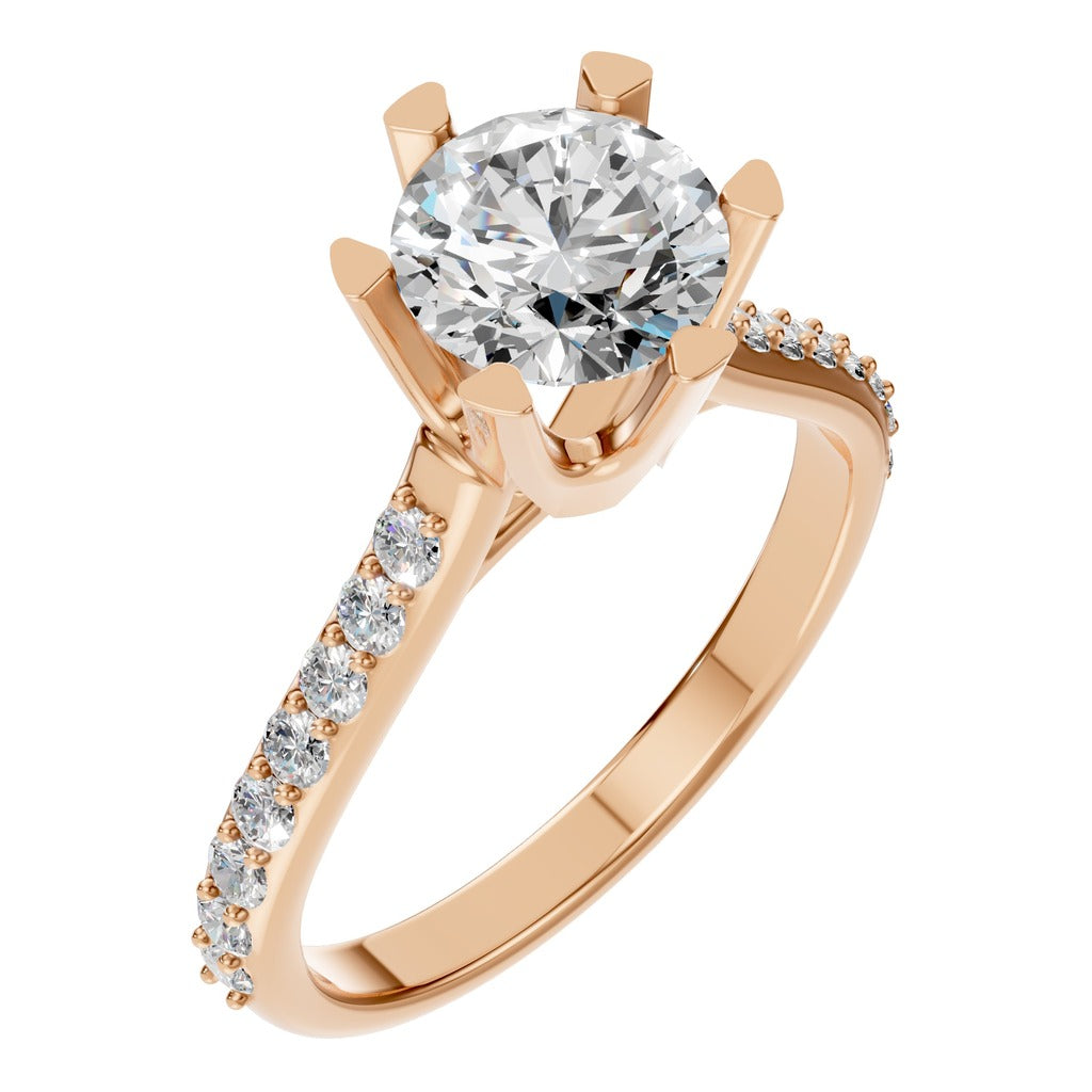 classic solitaire pave ring - RI2817