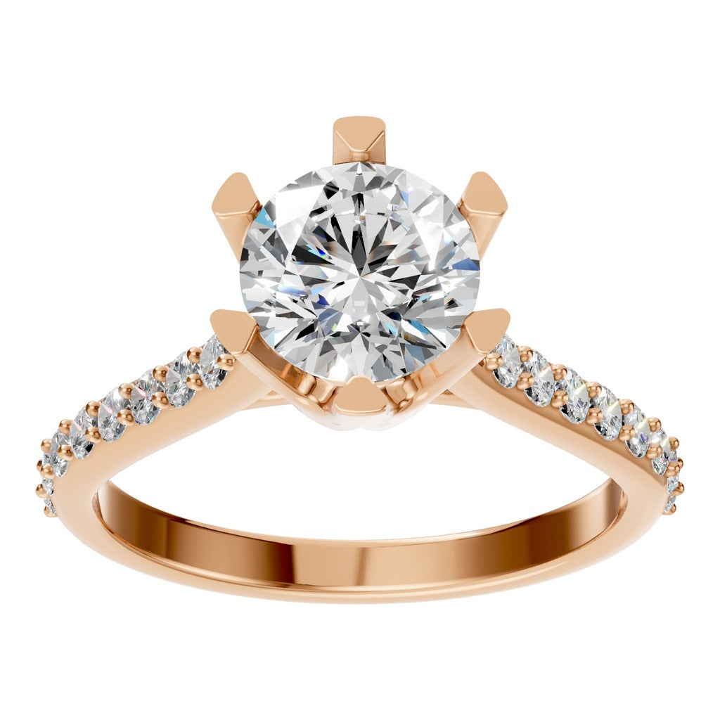 classic solitaire pave ring - RI2817