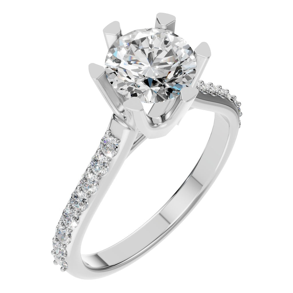classic solitaire pave ring - RI2817