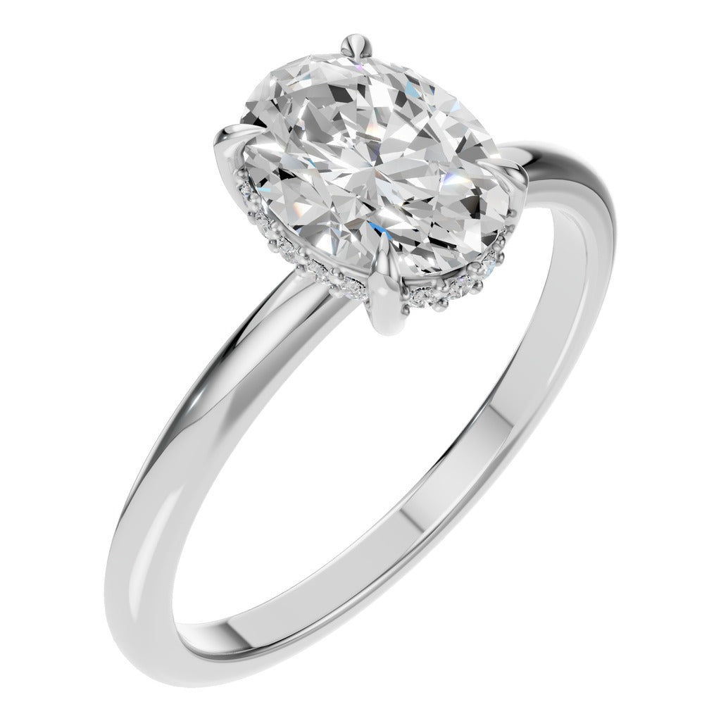 Soft Halo Oval Diamond Ring