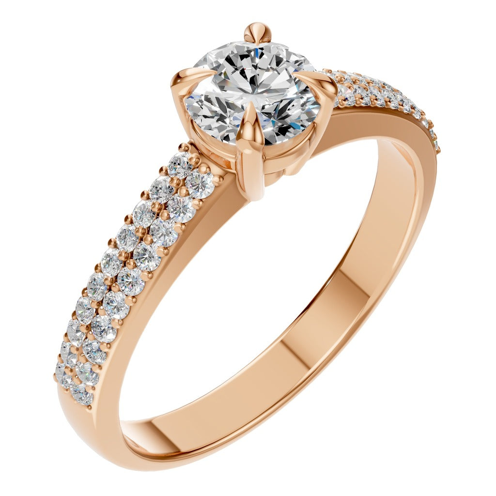 Double Pavé Solitaire Ring - RI5676