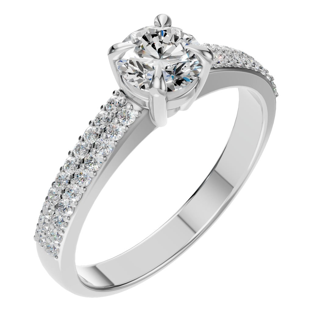 Double Pavé Solitaire Ring - RI5676