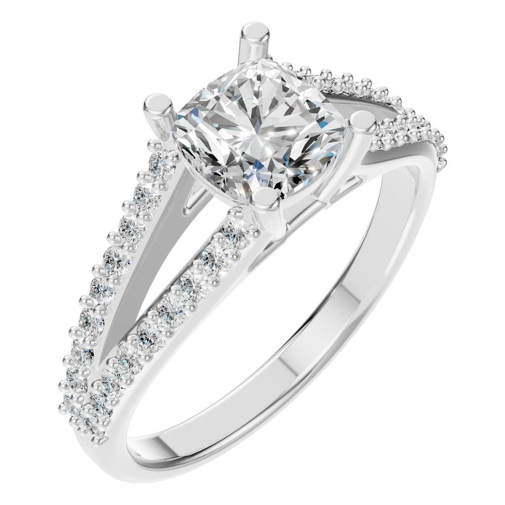 Split Shank Cushion Diamond Ring - RI7623