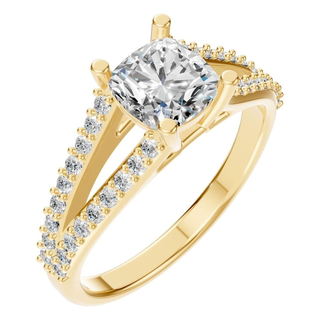 Split Shank Cushion Diamond Ring - RI7623